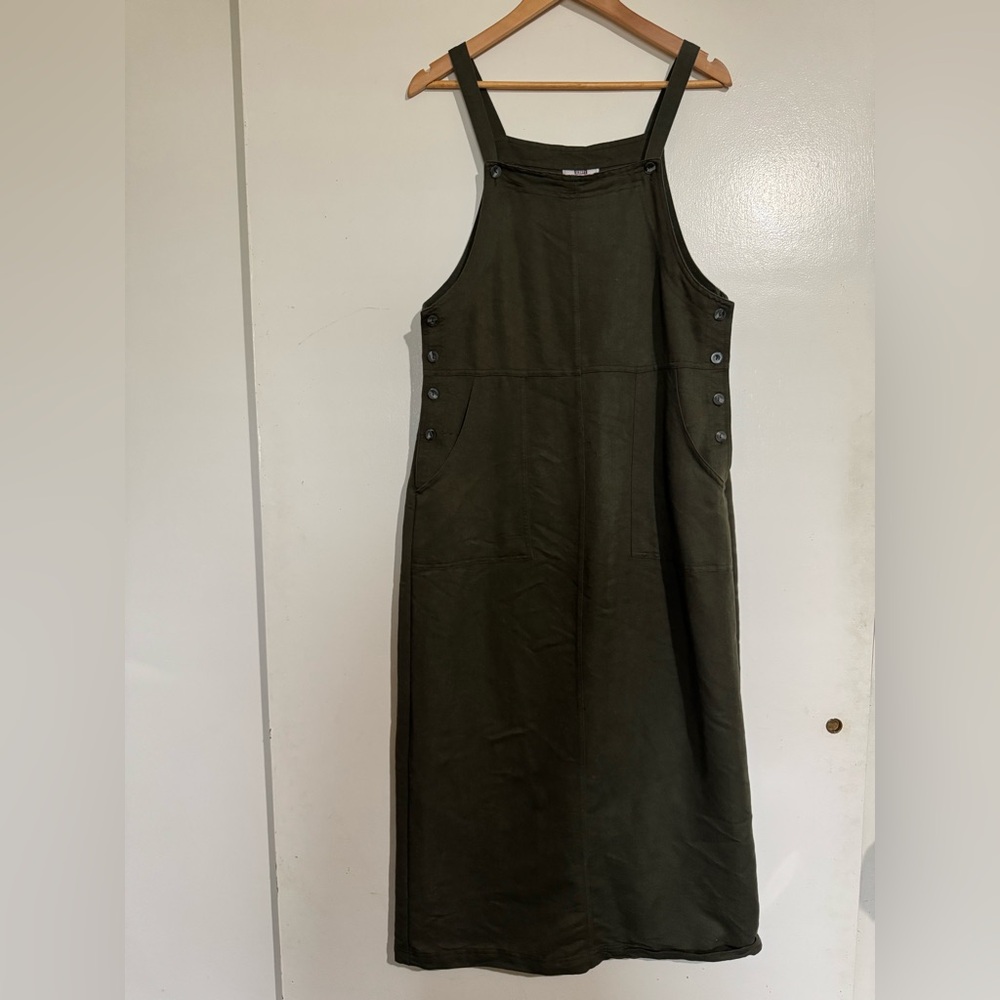 Faded Glory Olive green overall dress small